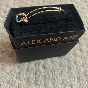 Alex and Ani Gold Bracelet with Colorful Heart Charm